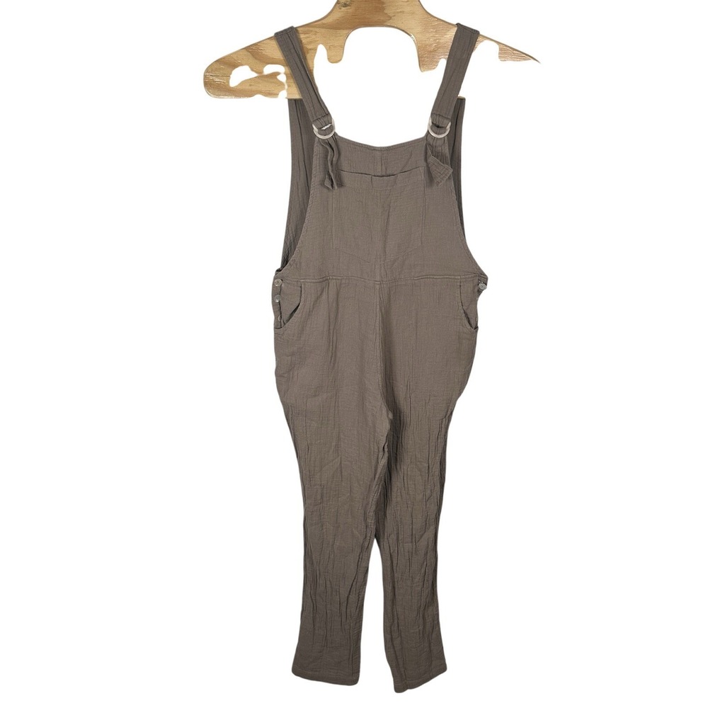 The Normal Brand Kalo Overall Jumpsuit Womens Small Taupe Gray 100% Cotton Gauze